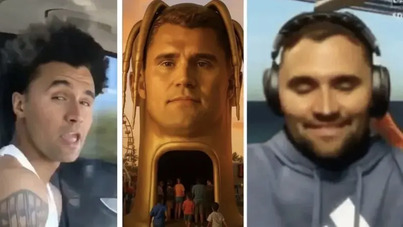A man in a blue hoodie is seen in the video.