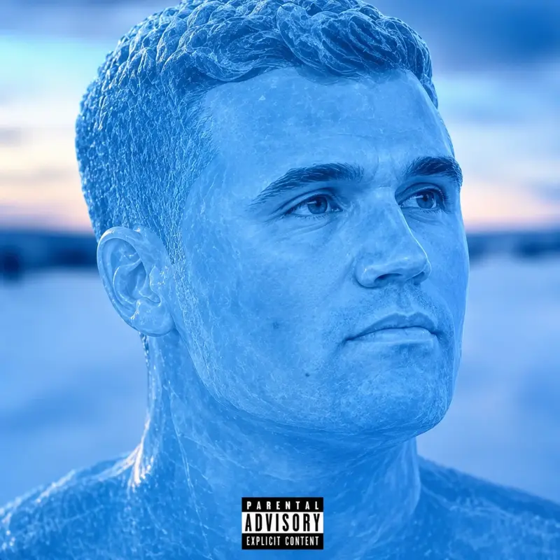 A man with blue hair and a white face.