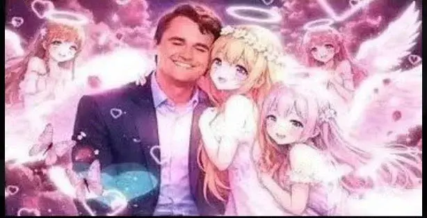 A man in a suit and tie is kissing a woman.