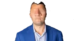 A man in a blue suit.