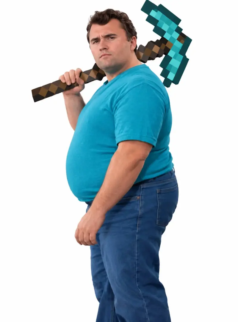 A man holding a large block of wood.