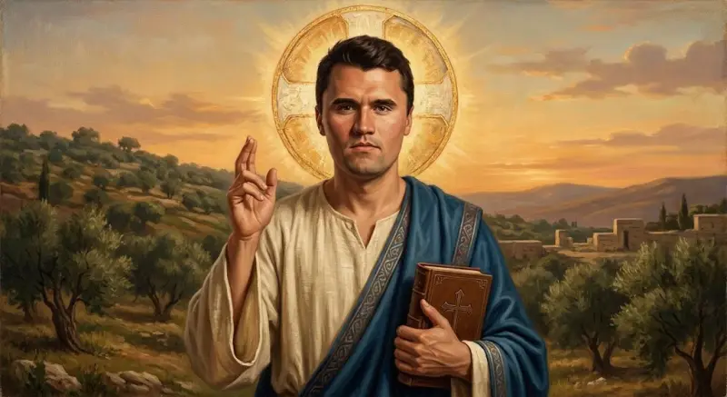 A painting of jesus holding a bible.