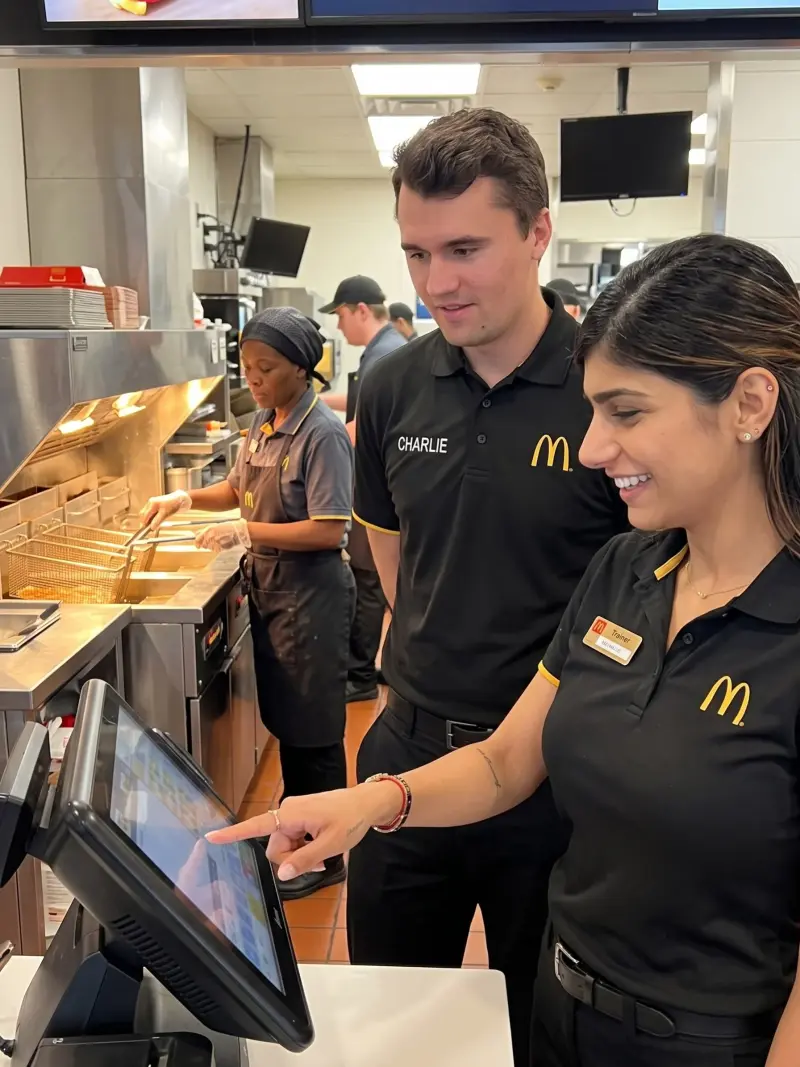 A man and woman in a restaurant kitchen.
