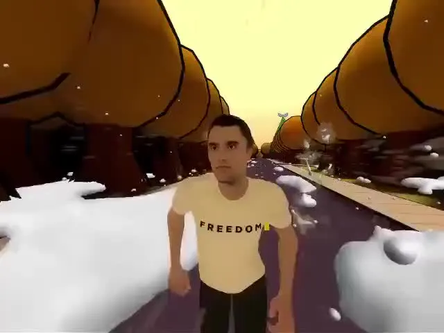 A video game with a man in a white shirt.